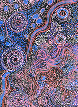 Load image into Gallery viewer, Close view of intricate dot patterns in Piltati Tjukurpa painting by Rhoda Tjitayi
