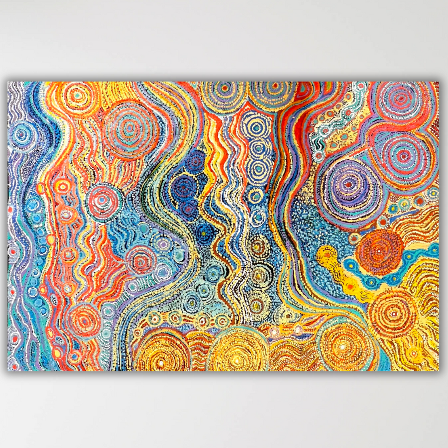 "Pututju" original Aboriginal painting by Rhoda Tjitayi, 145cm x 98cm - authentic Indigenous Australian artwork