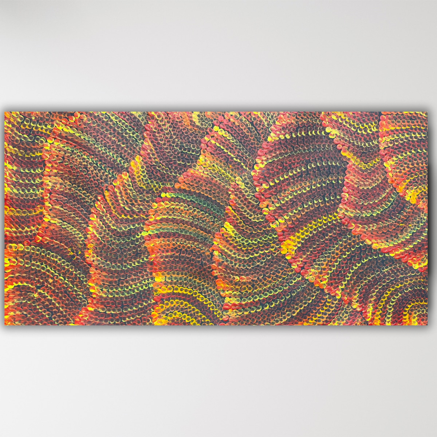 "Sand Dunes" Maureen Nampijinpa Hudson 61cm x 31cm, original Aboriginal painting