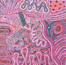 Load image into Gallery viewer, Close up detail of Mamungari Nya by Renae Nakamarra Nelson showcasing intricate dot work and colourful flowing patterns.
