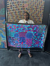 Load image into Gallery viewer, "Mamungari-Nya" Aboriginal art by Renae Nakamarra Nelson - close-up detail, 119cm x 78cm
