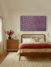 Load image into Gallery viewer, &quot;Tingari&quot; Walala Tjapaltjarri 155cm x 98cm displayed in a bedroom setting
