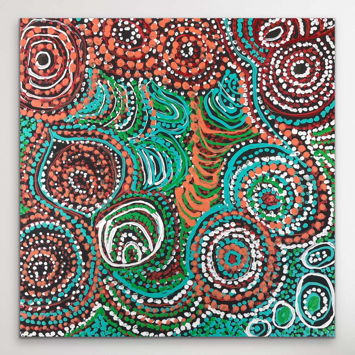 "Piltati Tjukurpa" original Aboriginal painting by Rhoda Tjitayi, 30cm x 30cm - authentic Indigenous Australian artwork