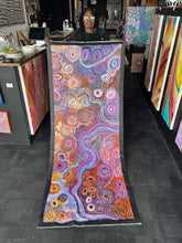 Load image into Gallery viewer, Fine dotting and vibrant patterns in Rhoda Tjitayi’s painting.

