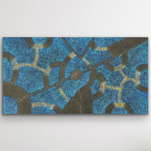 Load image into Gallery viewer, Wide Bush Plum Dreaming painting by Roseanne Morton featuring blue dot work
