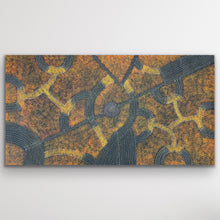 Load image into Gallery viewer, Wide Bush Plum Dreaming painting by Roseanne Morton with ochre and golden hues
