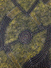 Load image into Gallery viewer, Detailed section of Aboriginal Bush Plum painting by Roseanne Morton highlighting dot motifs
