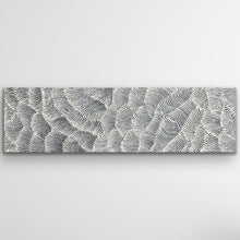 Load image into Gallery viewer, Wide artwork showing soft grey and white dot patterns inspired by desert dunes and windswept textures.
