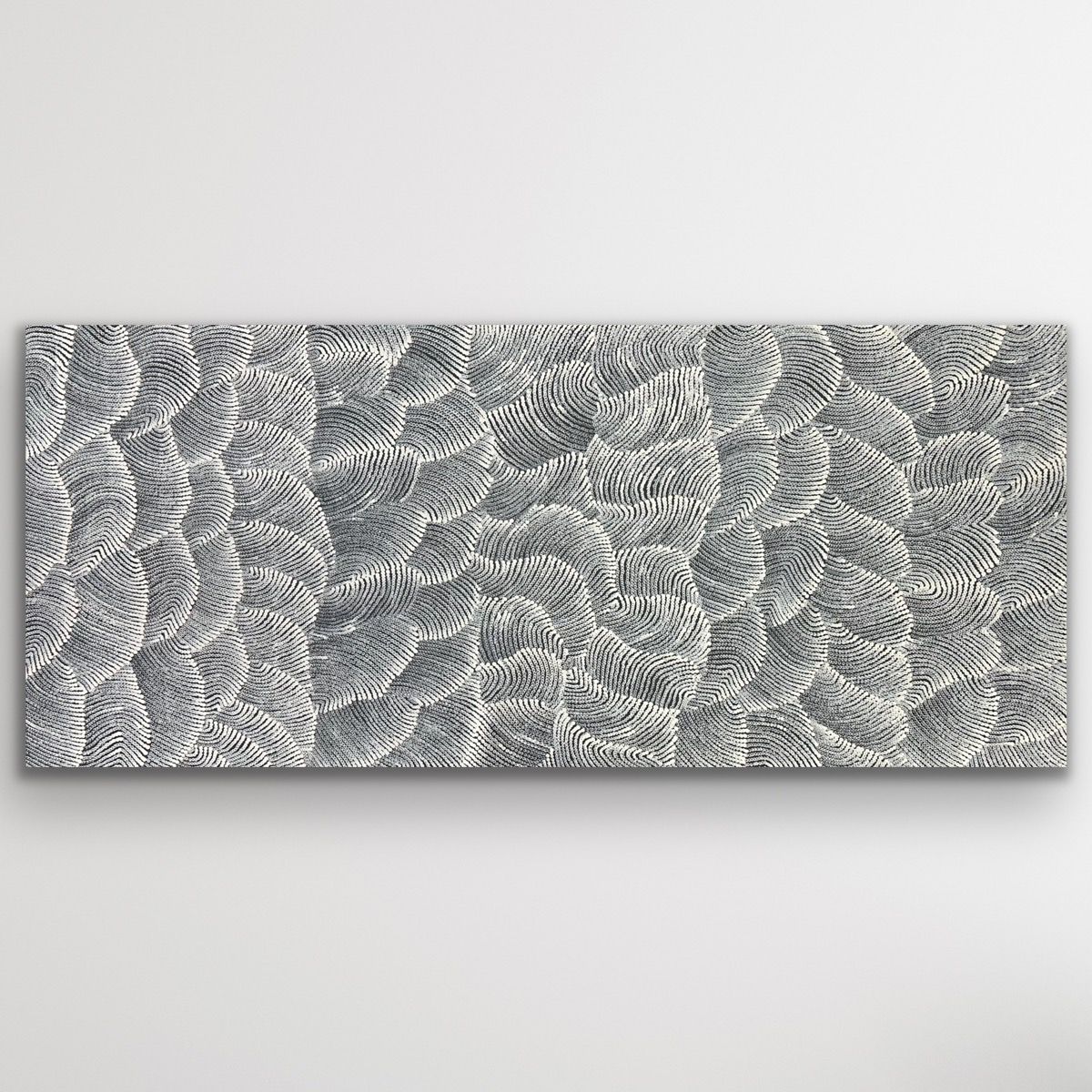 Full landscape image of Sand Dunes (Tali) by Maureen Nampijinpa Hudson, showing rhythmic dune patterns across the canvas.