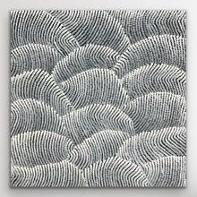 Load image into Gallery viewer, Square composition of Sand Dunes (Tali) by Maureen Nampijinpa Hudson, showing fine grey dot work symbolising desert ridges shaped by wind.
