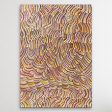 Load image into Gallery viewer, &quot;Sand Dunes (Tali)&quot; Maureen Nampijinpa Hudson 128cm x 90cm Sand Colours orange, beige, yellow, red, displayed on white wall vertical
