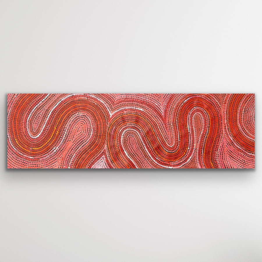 "Sand Dunes (Tali)" original Aboriginal painting by Gwenda Turner Nungurrayi, 117cm x 36cm - authentic Indigenous Australian artwork
