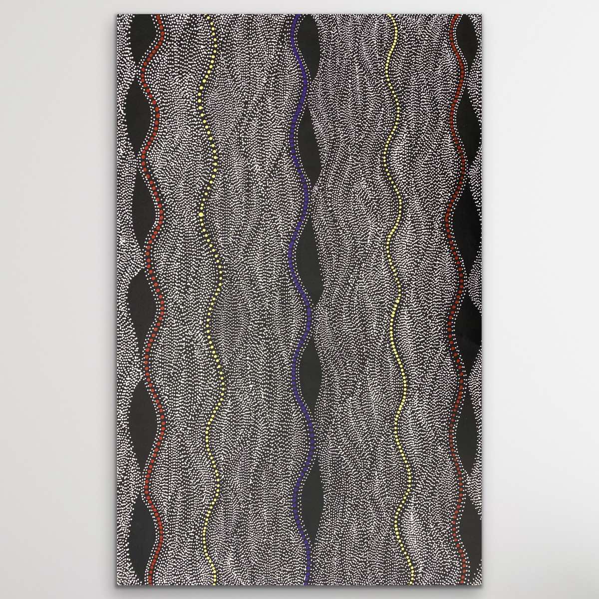 Seed Dreaming Aboriginal painting by Marshall Jangala Robertson with detailed flowing dots and cultural significance