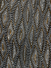 Load image into Gallery viewer, Close-up of Aboriginal Seed Dreaming painting by Marshall Jangala Robertson, 90cm x 36cm, finely detailed monochrome dots showing movement and texture.
