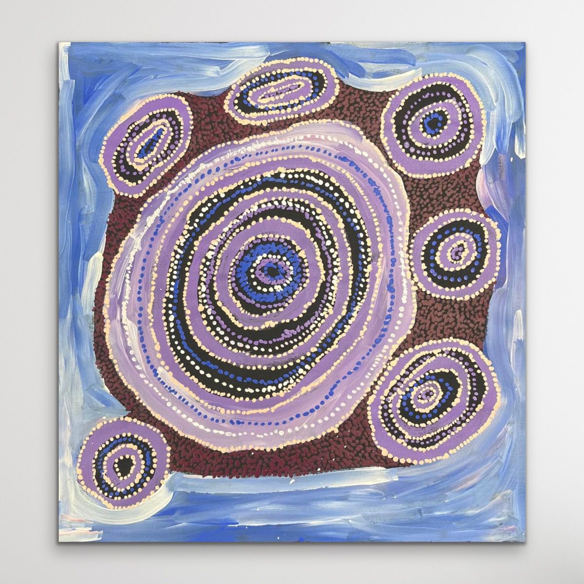 "Seven Sisters Dreaming (Kungkarangkalpa Tjukurpa)" original Aboriginal painting by Tanya Brady, 76cm x 70cm - authentic Indigenous Australian artwork