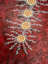 Load image into Gallery viewer, Seven Sisters Dreaming Michelle Possum Nungurrayi 189cm x 119cm Red Painting close up of detail
