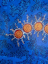 Load image into Gallery viewer, Seven Sisters Dreaming Michelle Possum Nungurrayi 193cm x 88cm blue large aboriginal painting close up dot painting
