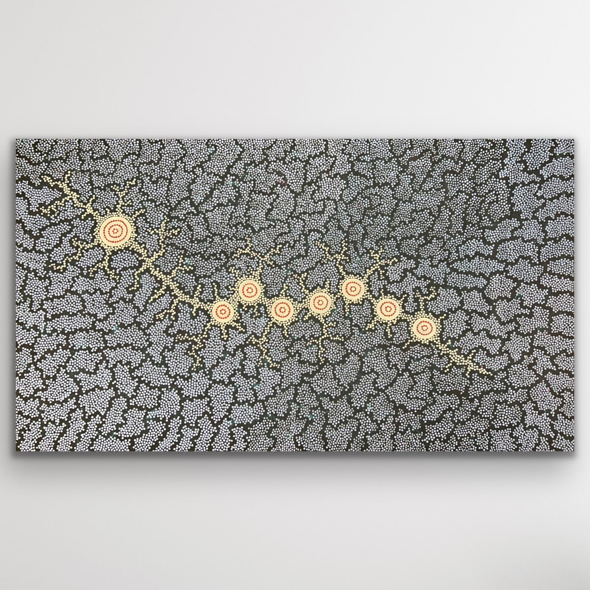 "Seven Sisters Dreaming" original Aboriginal painting by Michelle Possum Nungurrayi, 202cm x 112cm - authentic Indigenous Australian artwork