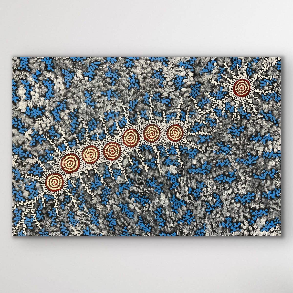 Aboriginal artwork Seven Sisters Dreaming on canvas by Michelle Possum Nungurrayi