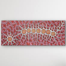 Load image into Gallery viewer, Horizontal view of Seven Sisters Dreaming Aboriginal painting with detailed dotting
