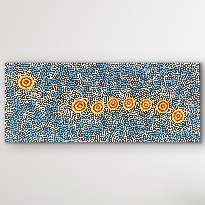 Full canvas view of Seven Sisters Dreaming by Michelle Possum Nungurrayi.