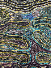 Load image into Gallery viewer, Tightly layered dots create shimmering texture and depth, guiding the eye along ancient routes.
