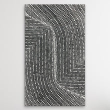 Load image into Gallery viewer, aboriginal art piece with black and white dot pattern on a black background
