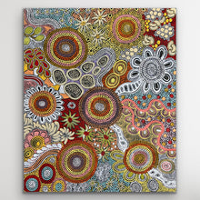 Load image into Gallery viewer, Aboriginal artwork Budgerigar Dreaming &amp; Bush Tucker by Julieanne Nungarrayi Turner, showcasing detailed dot patterns and storytelling
