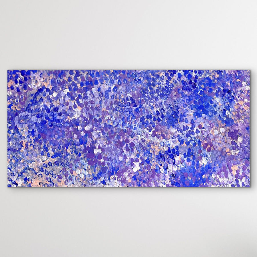 "Bush Plum" original Aboriginal painting by Stephen Martin Pitjara, 98cm x 49cm - authentic Indigenous Australian artwork