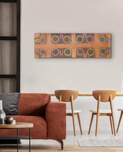 Load image into Gallery viewer, "My Country" Stephen Pitjara 121cm x 40cm, Traditional Aboriginal painting from Northern Territory, Utopia Region close up photo
