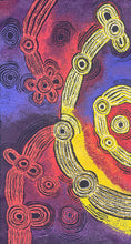 Load image into Gallery viewer, Detail of Minyma Malilu Indigenous painting by Teresa Baker featuring symbolic women’s narrative full painting
