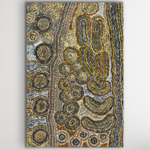 Load image into Gallery viewer, Vertical orientation of “Seven Sisters” showing detailed linework and earthy desert tones by Teresa Punami Mula Pimangka
