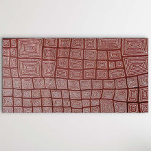 Load image into Gallery viewer, &quot;Tingari&quot; by Thomas Tjapaltjarri artwork featuring a pattern of white and red 
