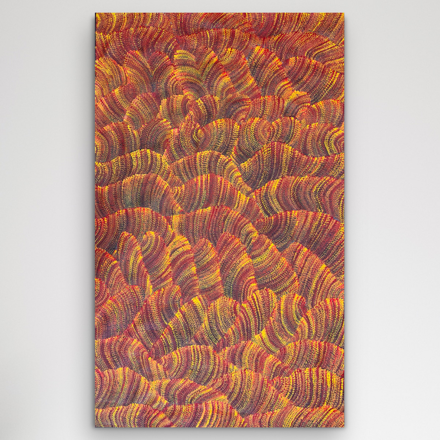 "Sand Dunes (Tali)" original Aboriginal painting by Maureen Nampijinpa Hudson, 150cm x 91cm - authentic Indigenous Australian artwork