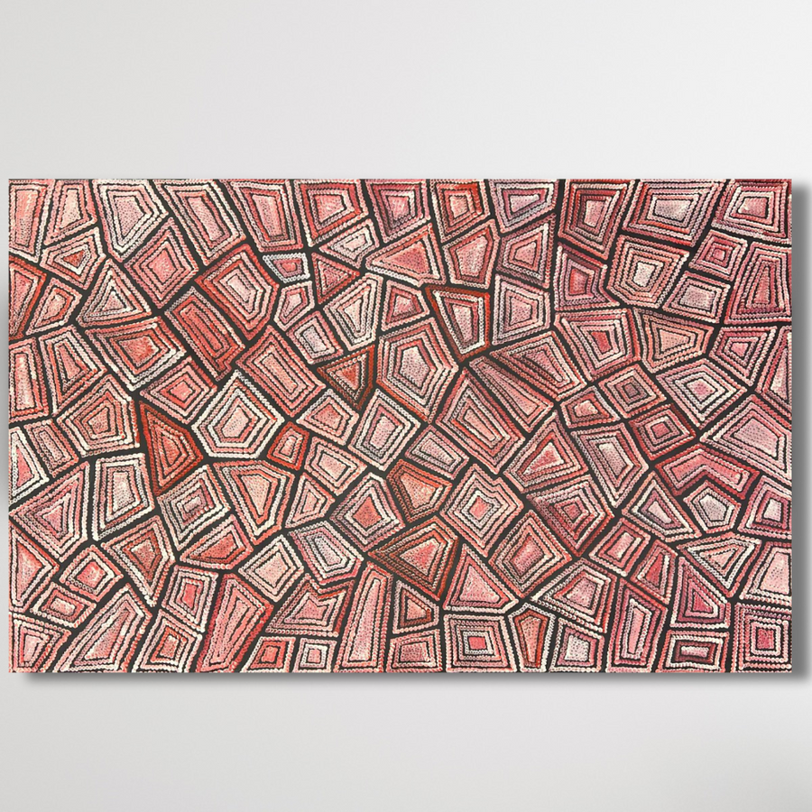 "Sand Dunes (Tali)" original Aboriginal painting by Maureen Nampijinpa Hudson, 140cm x 89cm - authentic Indigenous Australian artwork