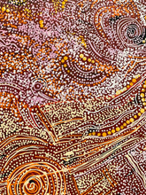 Load image into Gallery viewer, Minyma Malilu with swirling patterns in brown, orange, and white.
