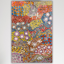 Load image into Gallery viewer, Karen bird artwork with floral patterns on a Black background
