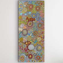 Load image into Gallery viewer, Tall cropped view of Women’s Hunting Story highlighting the fine dot work and intricate lines connecting sacred sites.
