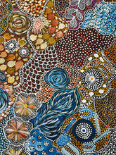 Load image into Gallery viewer, Narrow crop emphasising the patterns and colour blending of the Aboriginal artwork.
