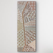 Load image into Gallery viewer, Upright view of the painting highlighting traditional Aboriginal design elements.
