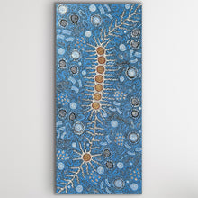 Load image into Gallery viewer, Upright view of the painting highlighting the detailed composition and fine Aboriginal artistry.
