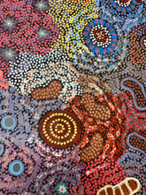 Load image into Gallery viewer, Rich colours and traditional iconography in Michelle Possum’s painting.
