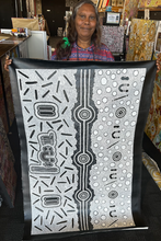 Load image into Gallery viewer, "Mina Mina Dreaming" Aboriginal art by Vivienne Nakamarra Kelly - close-up detail, 134cm x 88cm
