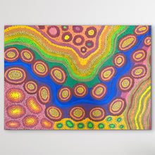Load image into Gallery viewer, Wanampi Tjukurpa (Piltati) by Megan Lyons, authentic Aboriginal art measuring 81cm x 58cm, inspired by the sacred Water Snake Dreaming from the APY Lands, available from Art by Farquhar
