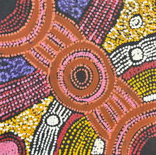 Load image into Gallery viewer, Tight crop showing layered dots, concentric shapes and contrasting bright accents
