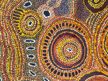 Load image into Gallery viewer, Close-up of a traditional Aboriginal art pattern with concentric circles and dot patterns.
