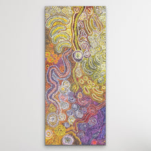 Load image into Gallery viewer, Long painting featuring traditional Aboriginal symbols from APY Lands
