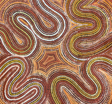 Load image into Gallery viewer, "Sand Dunes (Tali)" Aboriginal art by Gwenda Turner Nungurrayi - close-up detail, 60cm x 55cm
