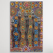Load image into Gallery viewer, "Dreamtime Sisters" original Aboriginal painting by Cindy Wallace, 72cm x 45cm - authentic Indigenous Australian artwork
