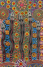 Load image into Gallery viewer, "Dreamtime Sisters" original Aboriginal painting by Cindy Wallace, 72cm x 45cm - authentic Indigenous Australian artwork
